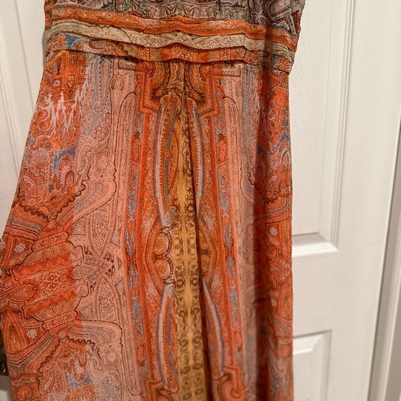 Soho Apparel Boho Maxi Dress Size 8 Orange Paisley Sleeveless - Picture 7 of 13